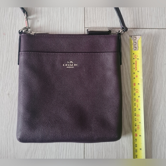 COACH KITT CROSSGRAIN LEATHER CROSSBODY SWING BAG PURPLE OXBLOOD SILVER HARDWARE - Picture 15 of 16